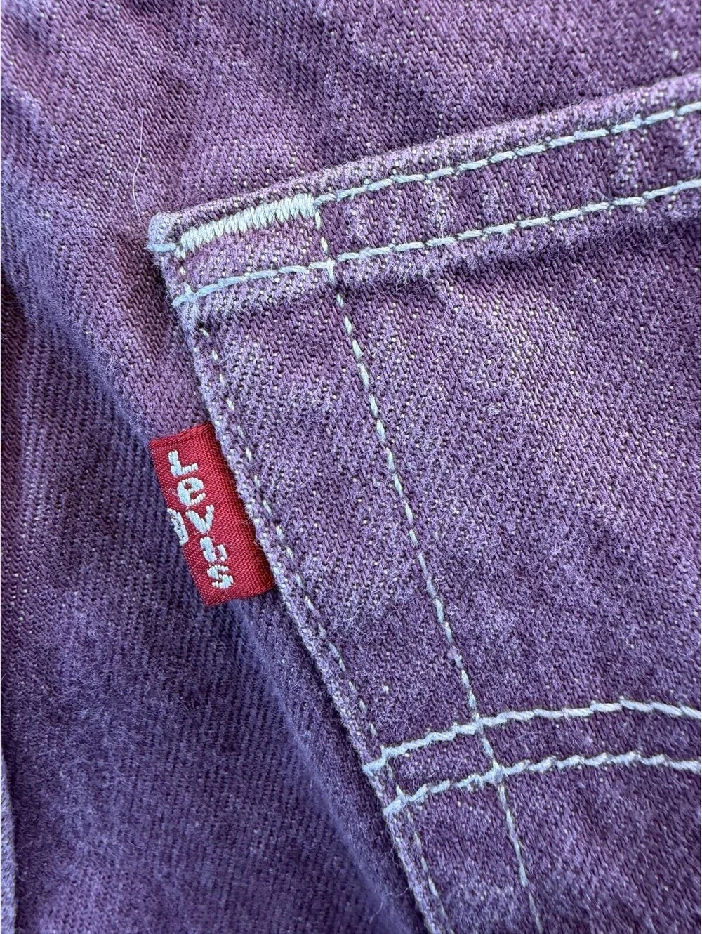 Vintage 90s Levis 501 Jeans Mens 29x32 Faded Burgundy Plum Button Fly Denim USA